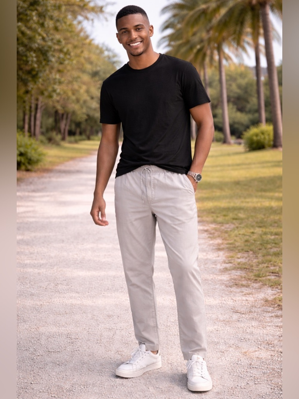 Express Mens Chino Joggers Elastic Waist Drawstring Slim Fit Lightweight Pants